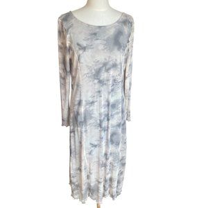 Allison Brittney Muted Long Sleeve Watercolor Sheer Midi Sheath Fairy Dress-L